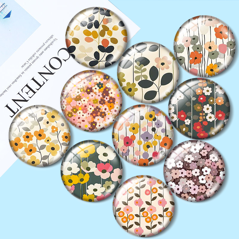 Old Fashioned Glass - Cabochões de vidro retrô florais de