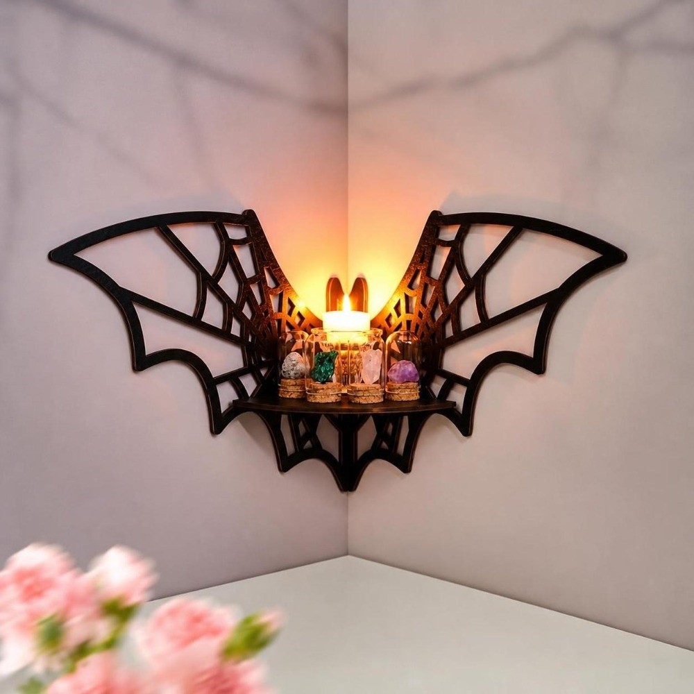 Home Bar Shelf - Prateleira de Canto de Madeira com