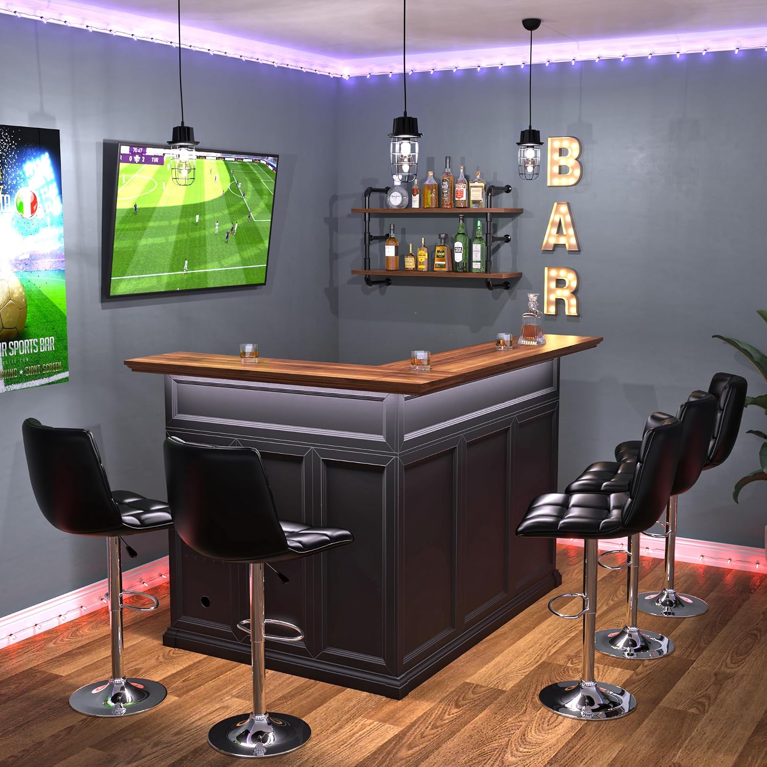 Home Bar And Fridge - Armário de Bar em L para