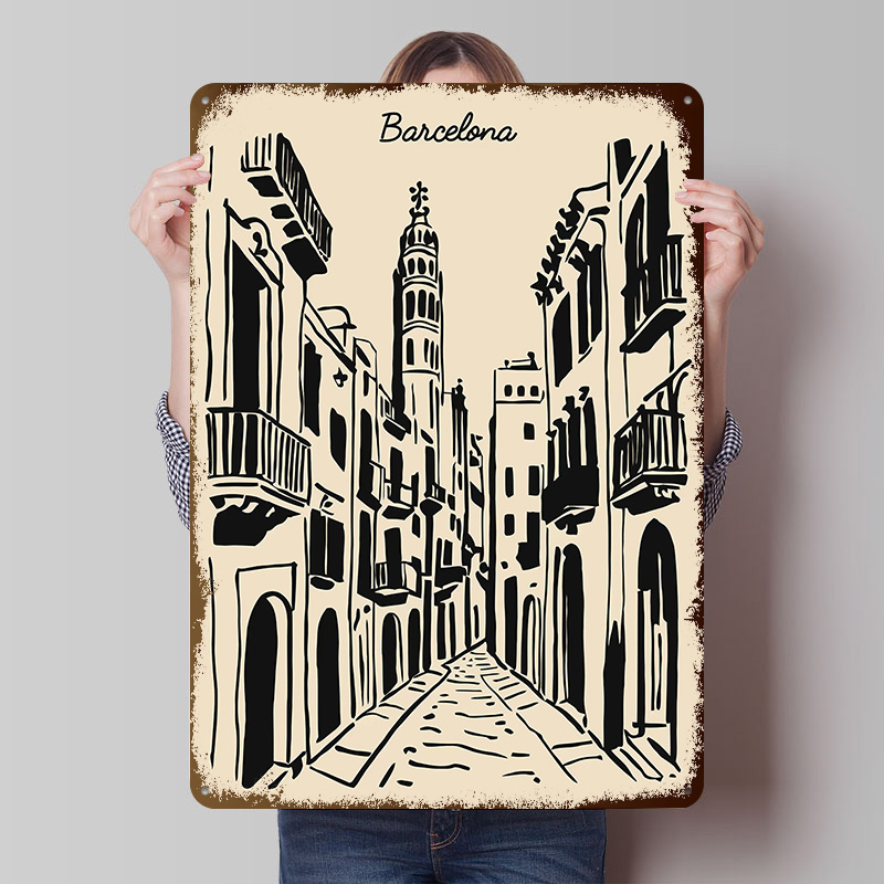 Home Barcelona - Placa de Metal de Rua de