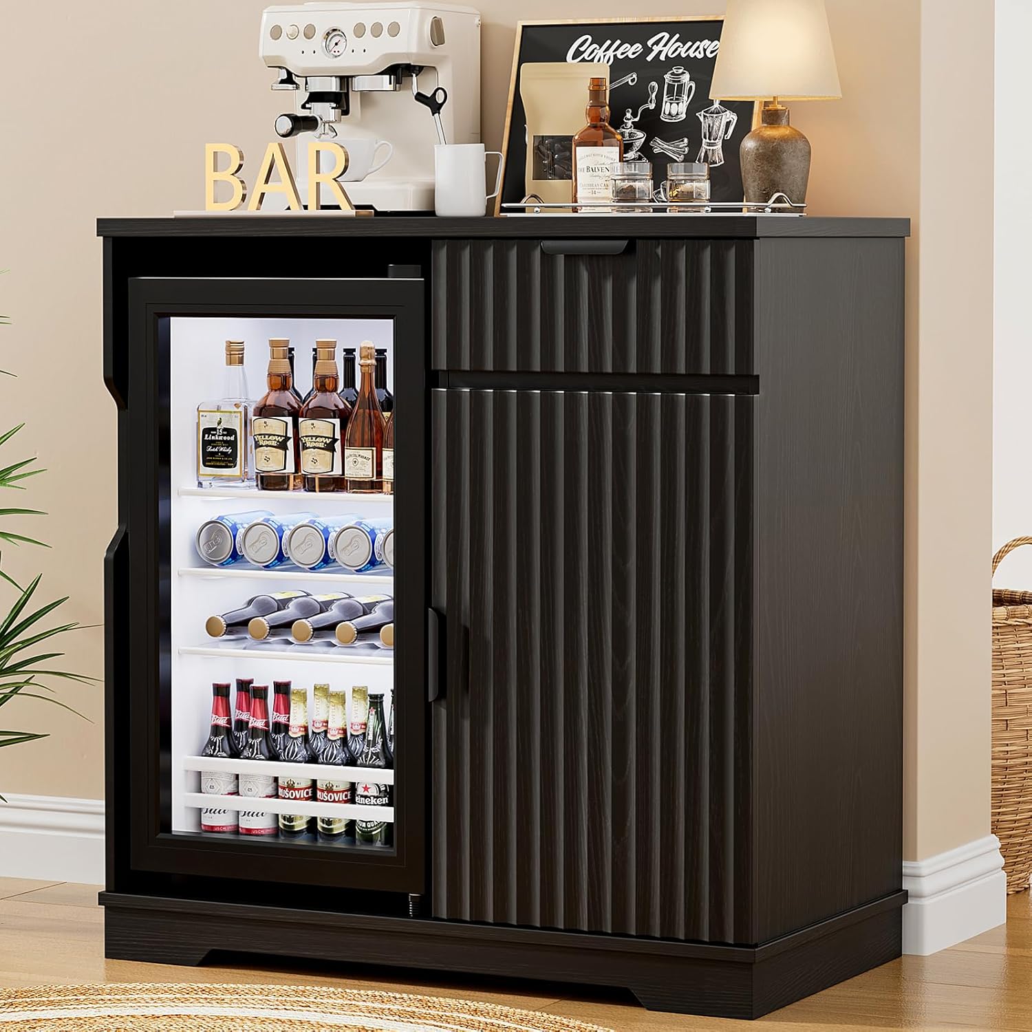 Home Bar And Fridge - Armário Refrigerador Compacto com Frigobar (Frigobar