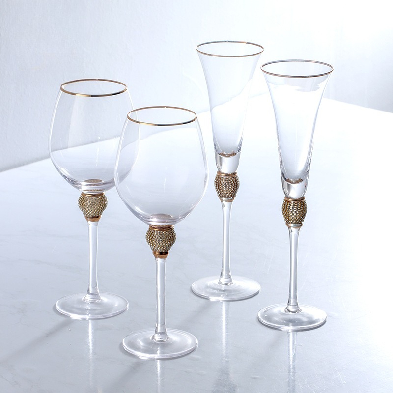 Luxo diamante ouro borda conju - Highball Glass Set avaliação e preço
