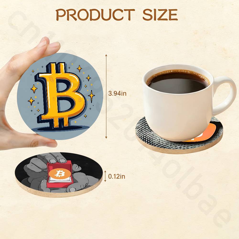 Copo de Madeira Bitcoin Cripto - Bar Mat Rubber avaliação e preço