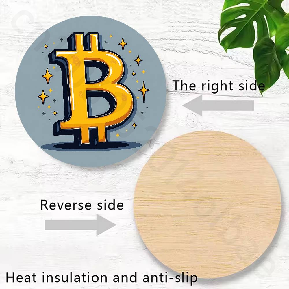 Copo de Madeira Bitcoin Cripto - Bar Mat Rubber avaliação e preço