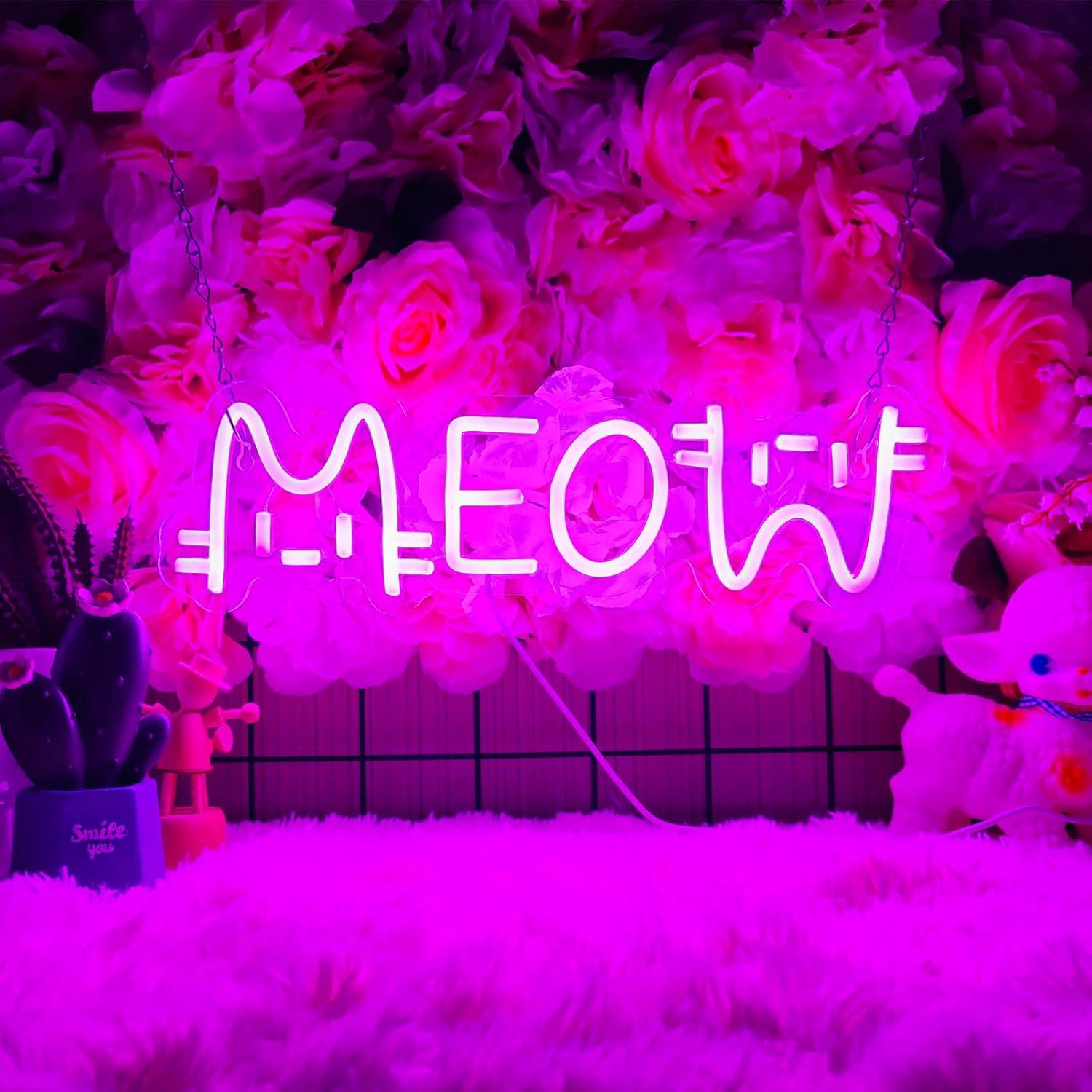 Letreiro Neon Gato Meow com LE - Home Bar Signs avaliação e preço